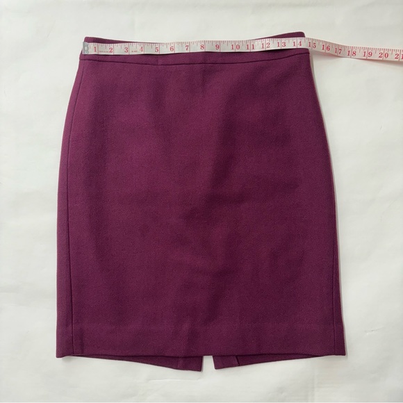 J. Crew Wool Blend The Pencil Skirt Straight Burgundy Wine Red Size 2 - Picture 14 of 17